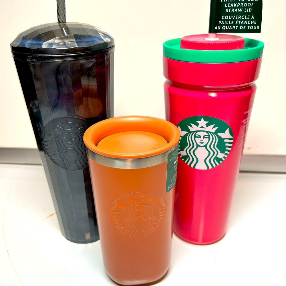 Starbucks Tumbler Trio - Black, Orange, Pink